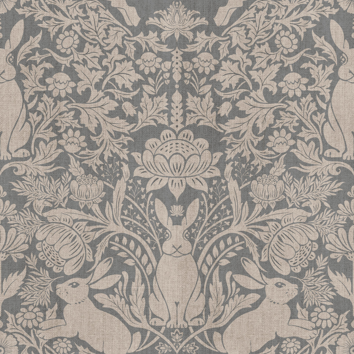 Bunny Bloom Damask Wallpaper⁠ in your room