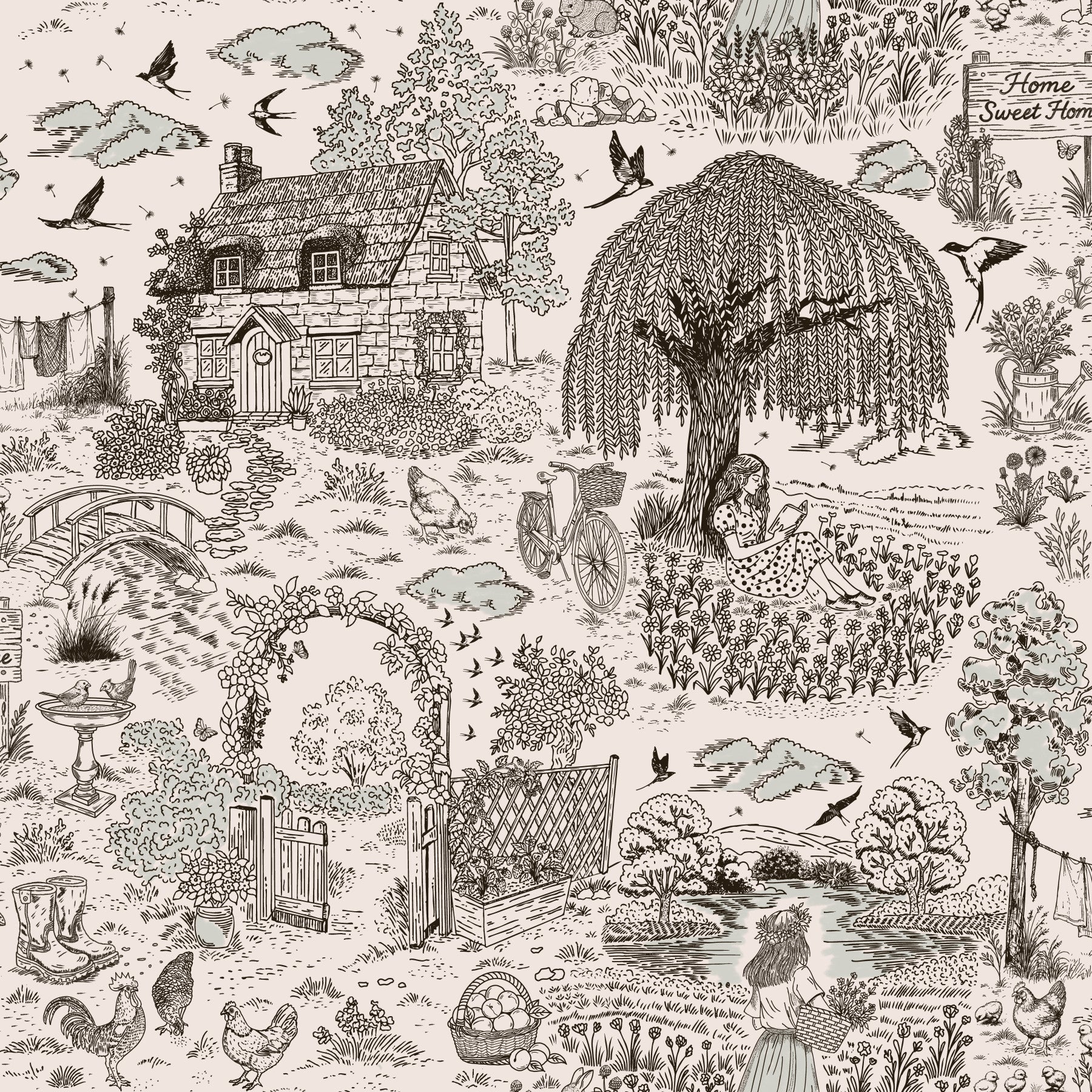 Countryside Sketch Wallpaper⁠