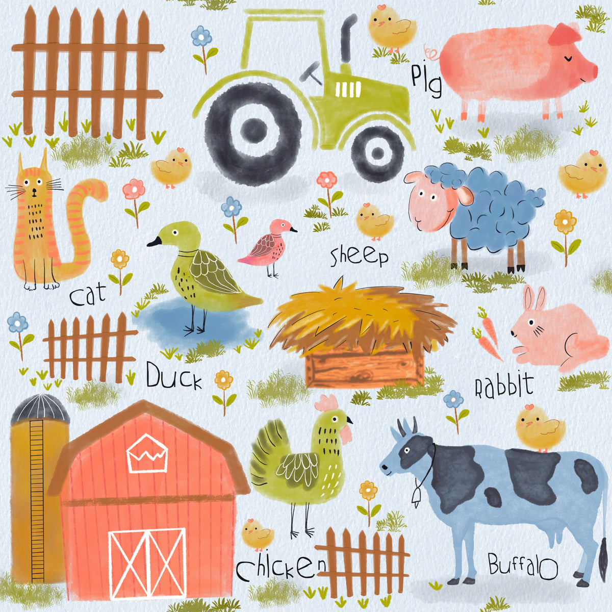 Farm Friends Fun Wallpaper⁠ in your room — zoomed