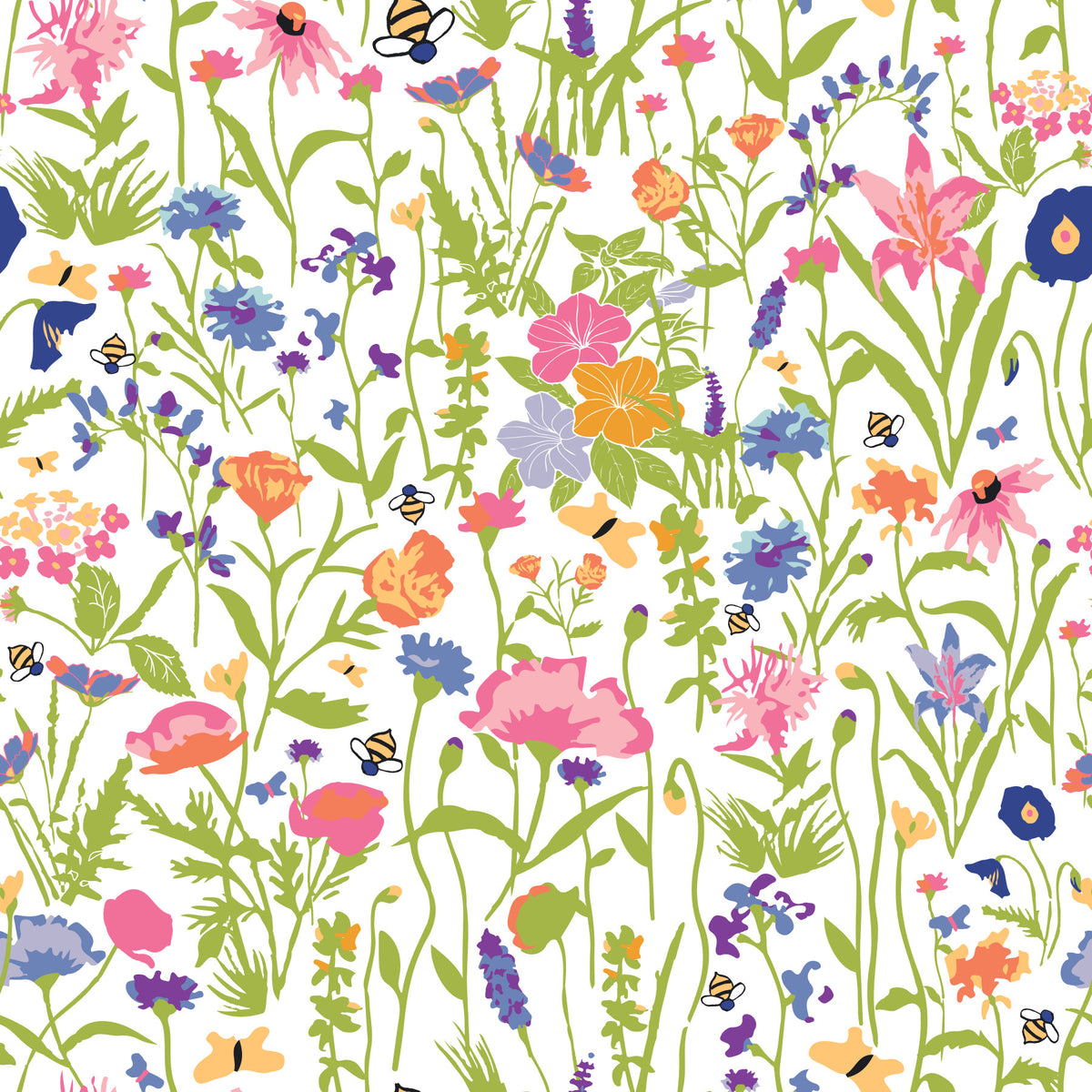 Meadow Blooms & Bees Wallpaper⁠ in your room