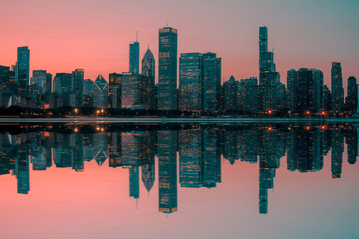 City Lights Reflected Wall Mural -2598150
