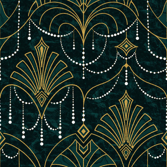 Gilded Emerald Deco Wallpaper⁠