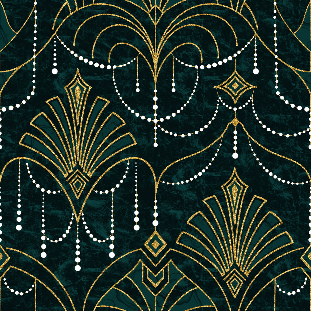 Gilded Emerald Deco Wallpaper⁠