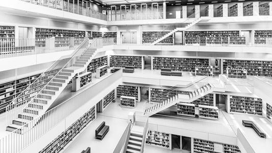 Monochrome Library Wall Mural -2597974