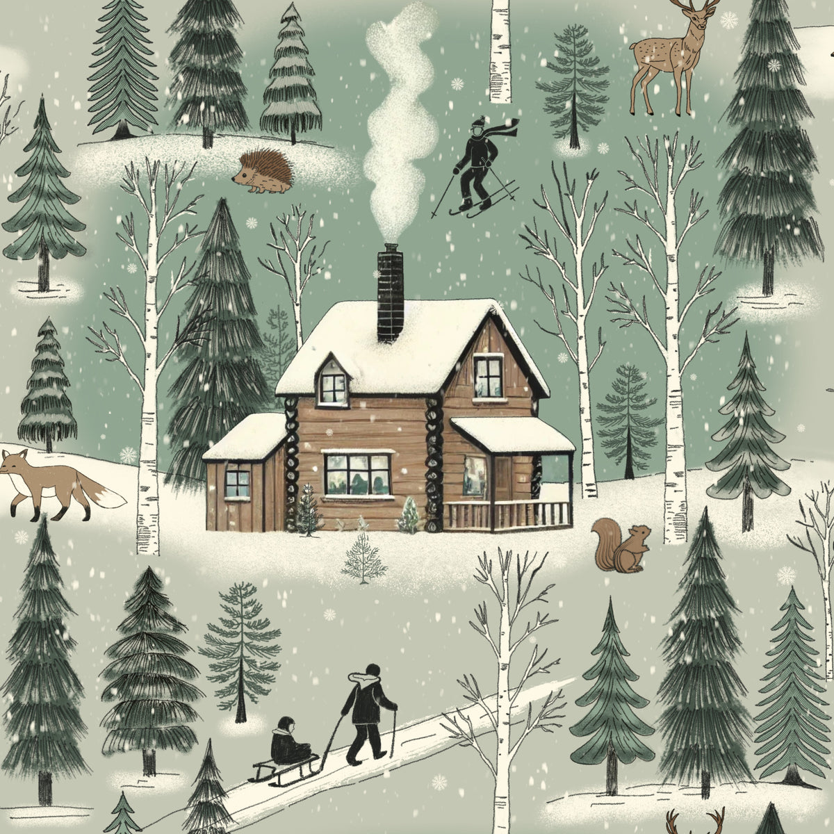 Winter Cabin Charm Wallpaper⁠ in your room — zoomed