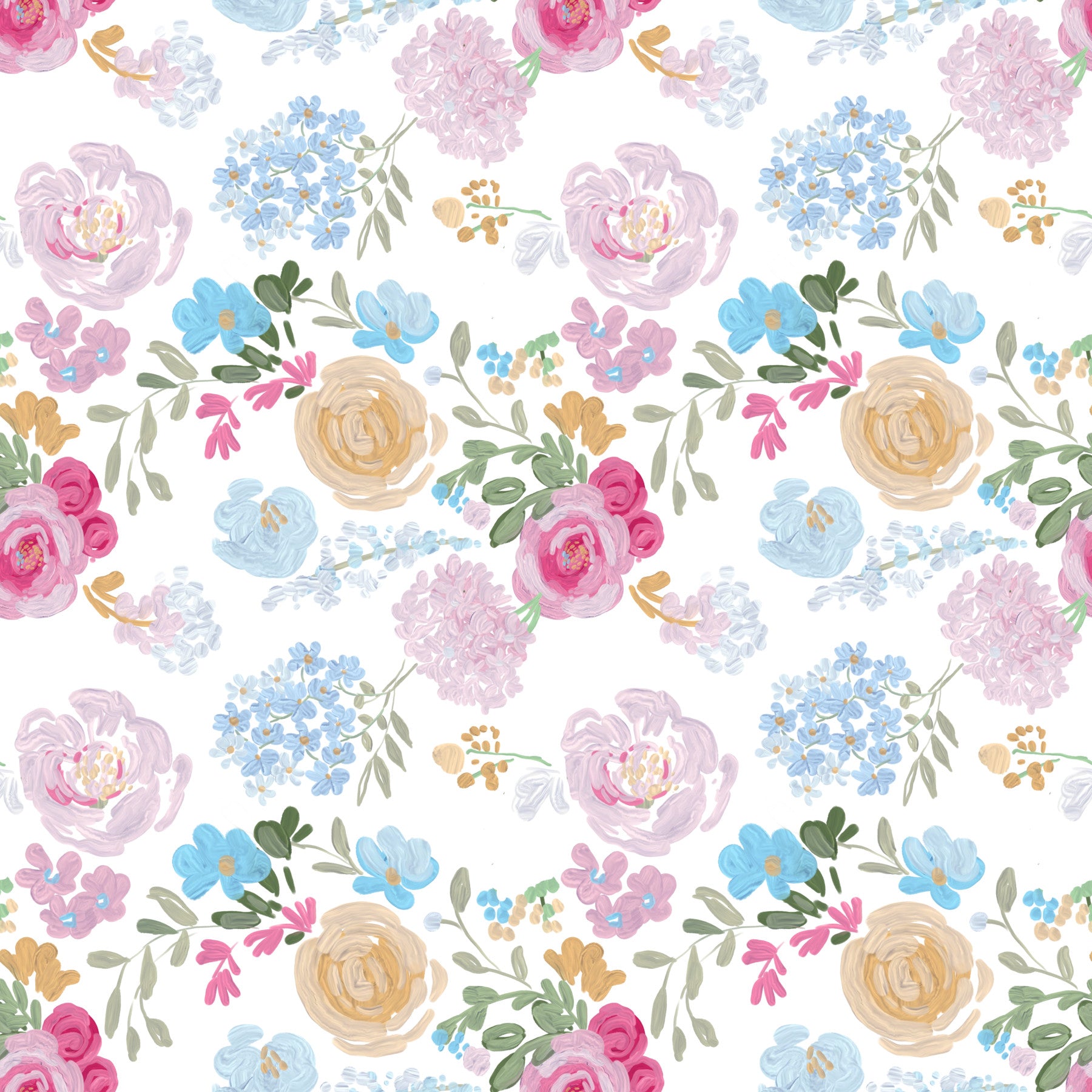 Painterly Petals wallpaper showcasing dreamy, oil-painted flower textures.