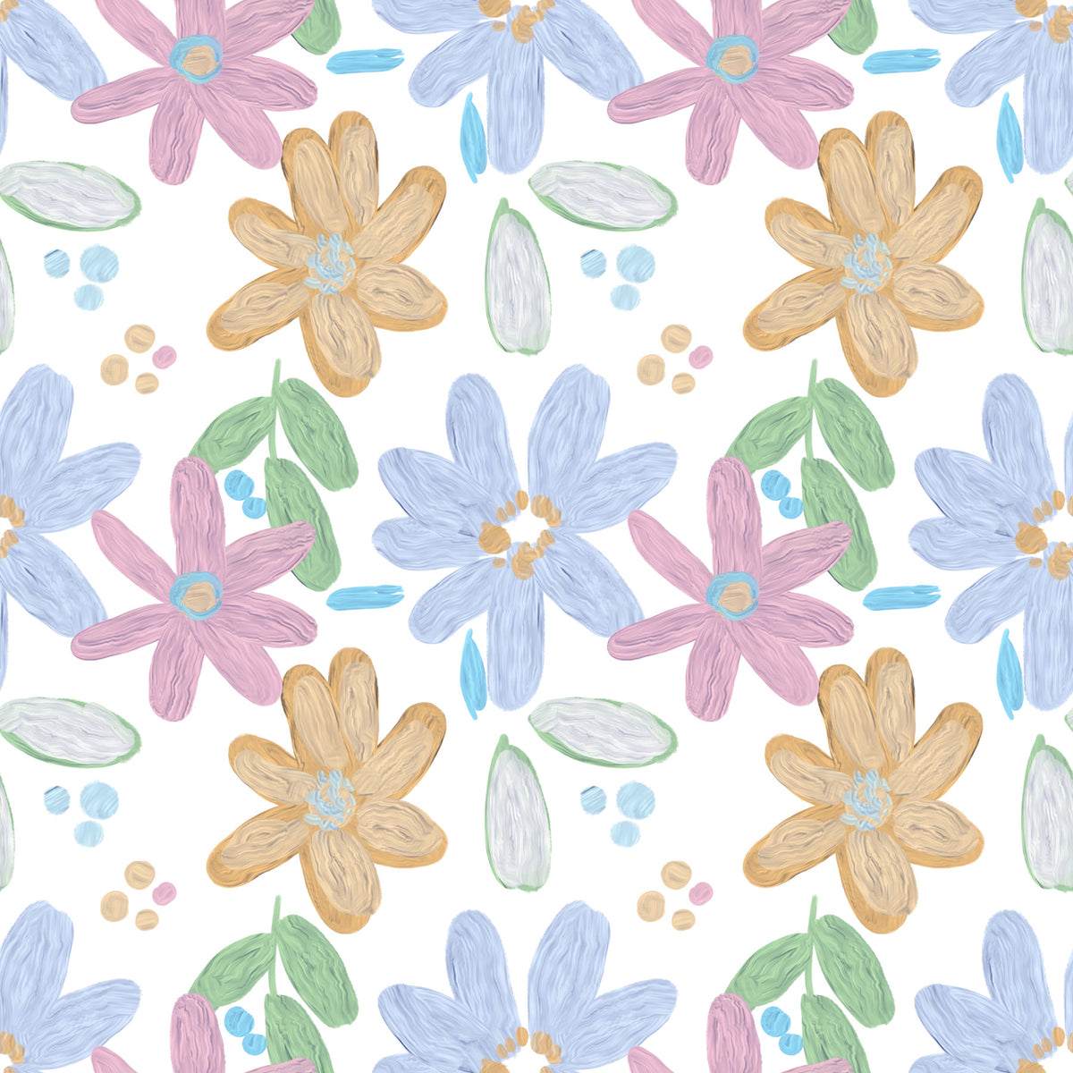 Cute impasto oil painted flowers pattern  Wallpaper⁠ in your room