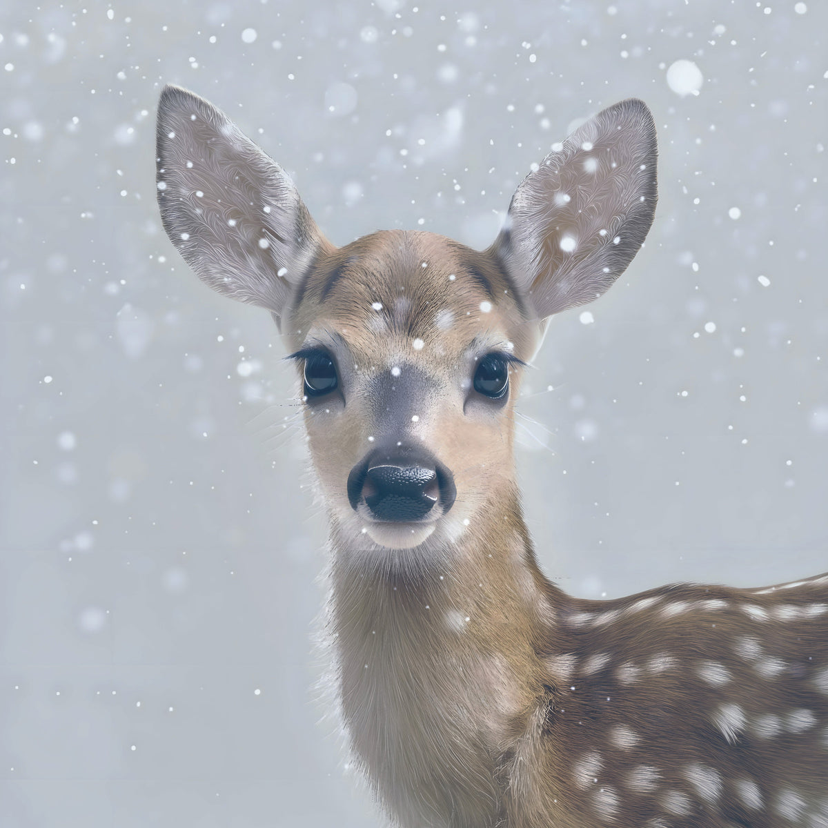 Quiet Winter Fawn Wall Mural in your room — zoomed