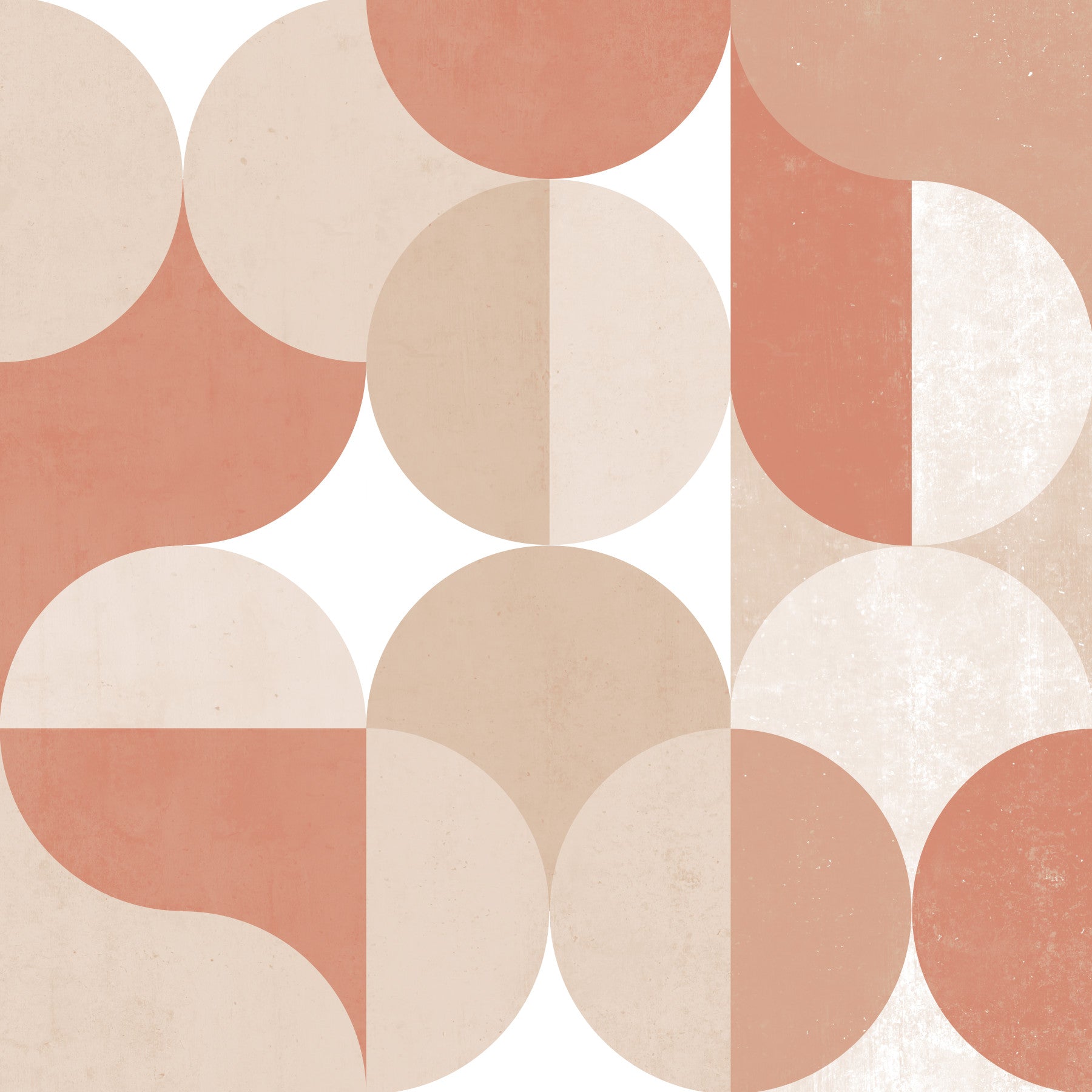 Muted Warm Tones Circles Wall Mural in your room — zoomed