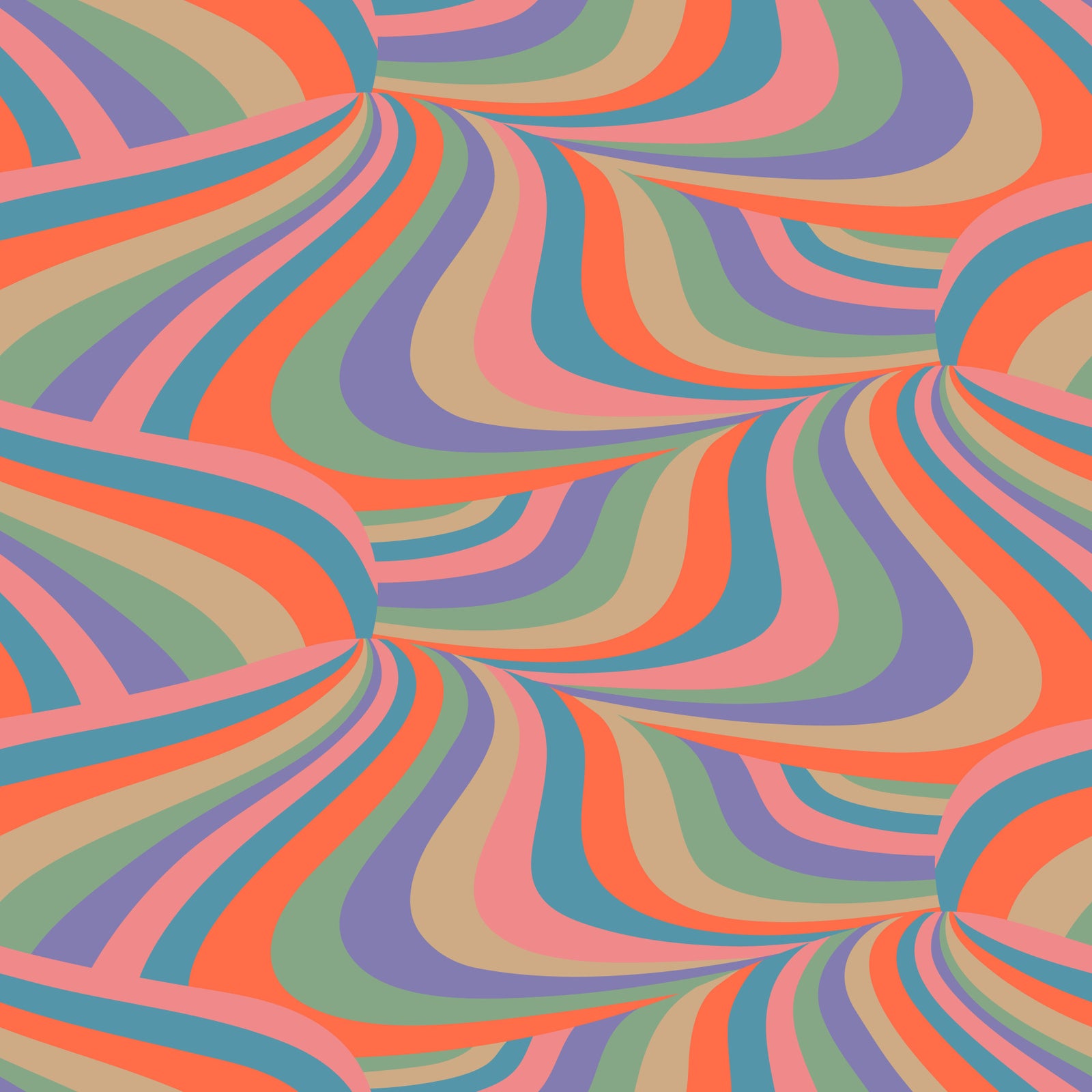 Marble Swirl Groovy Retro Abstract Stripes Colorful Pink Purple Blue Coral Mint Cream Wallpaper⁠ in your room