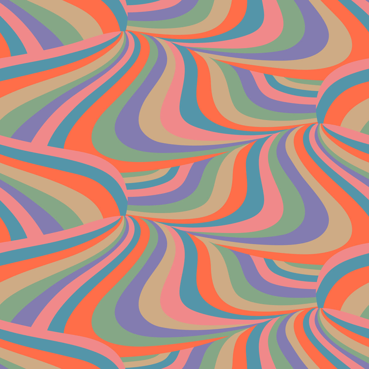 Marble Swirl Groovy Retro Abstract Stripes Colorful Pink Purple Blue Coral Mint Cream Wallpaper⁠ in your room — zoomed