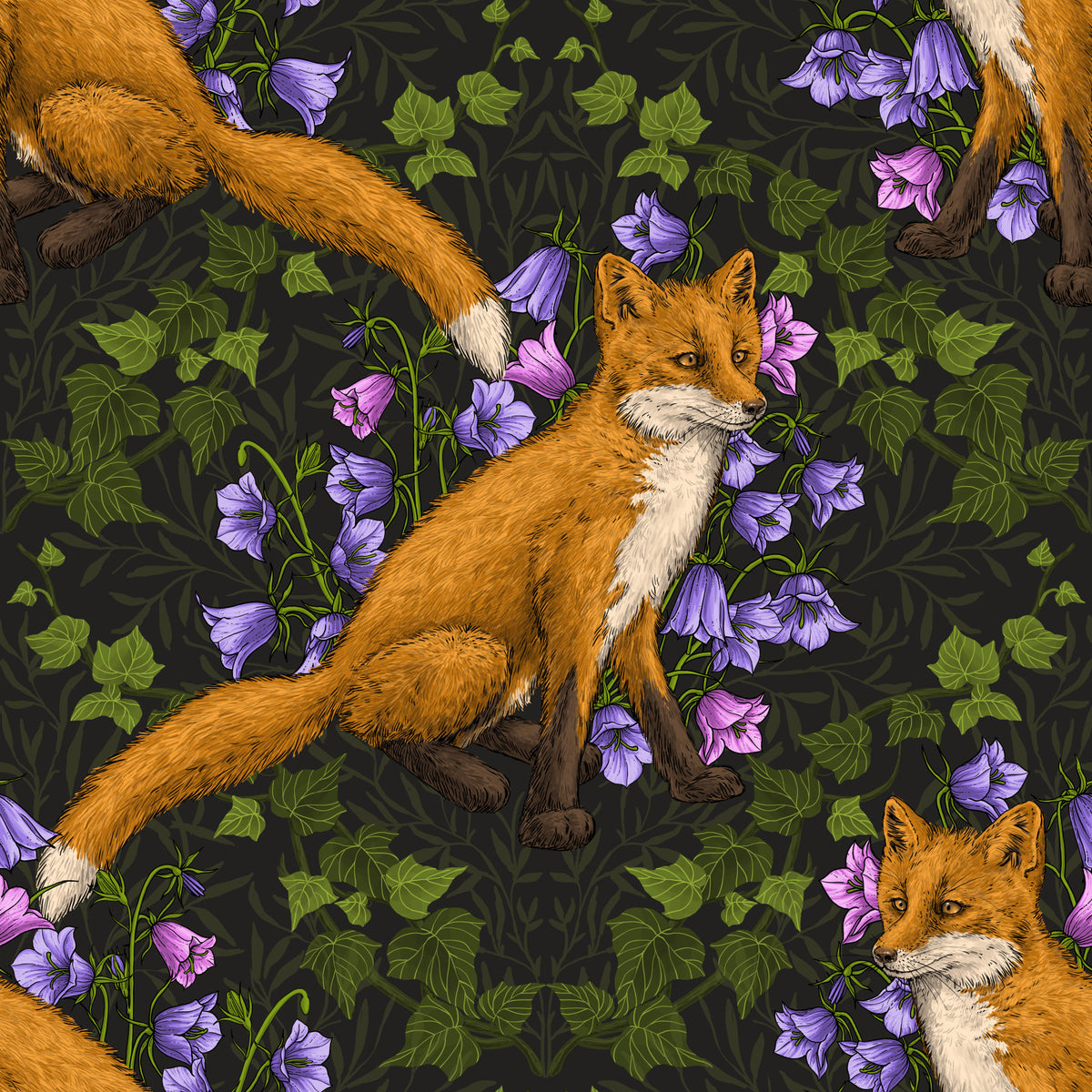Woodland Whispers: Fox and ivy Wallpaper⁠