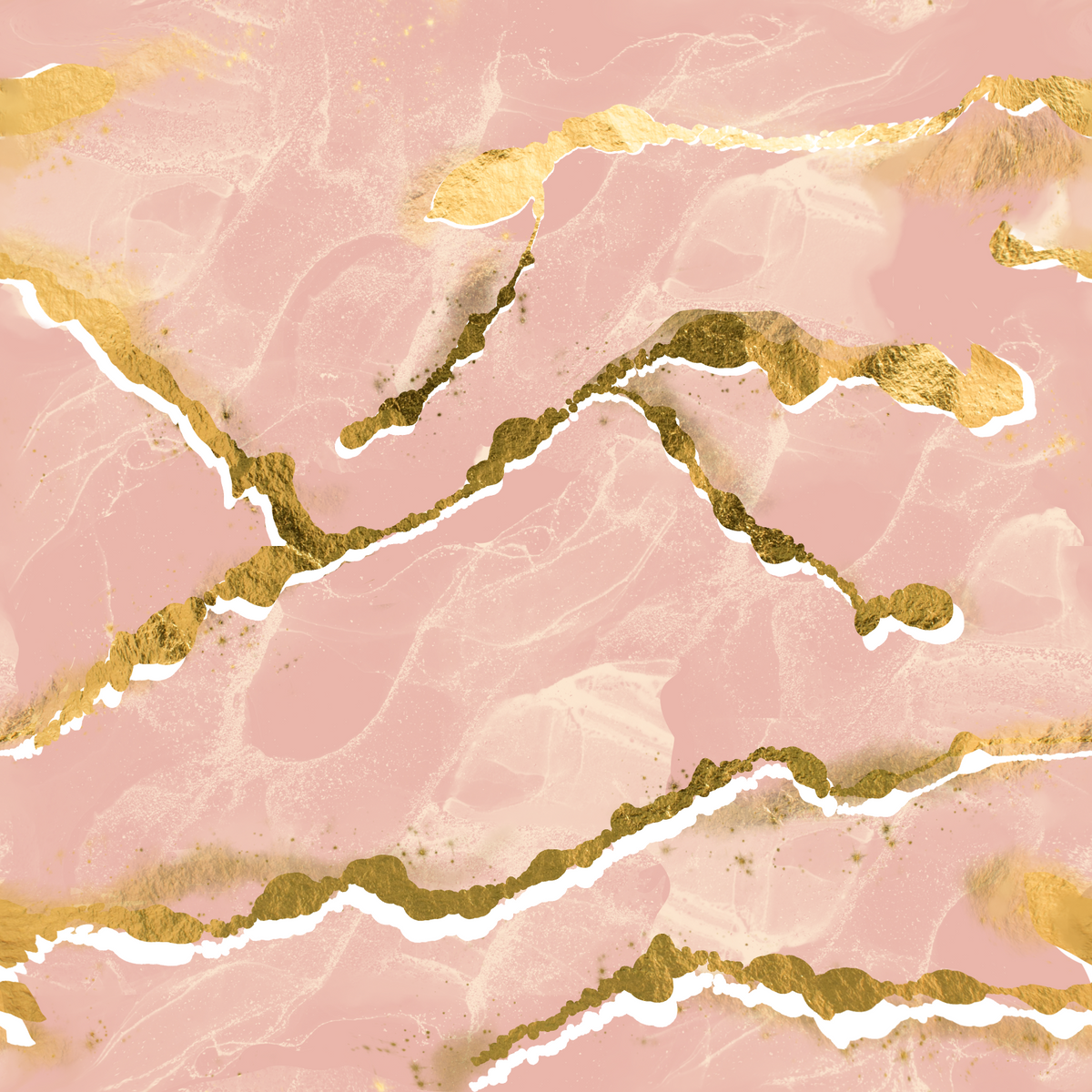 Golden Veins Blush Marble - Modern Luxe Abstract Wall Mural