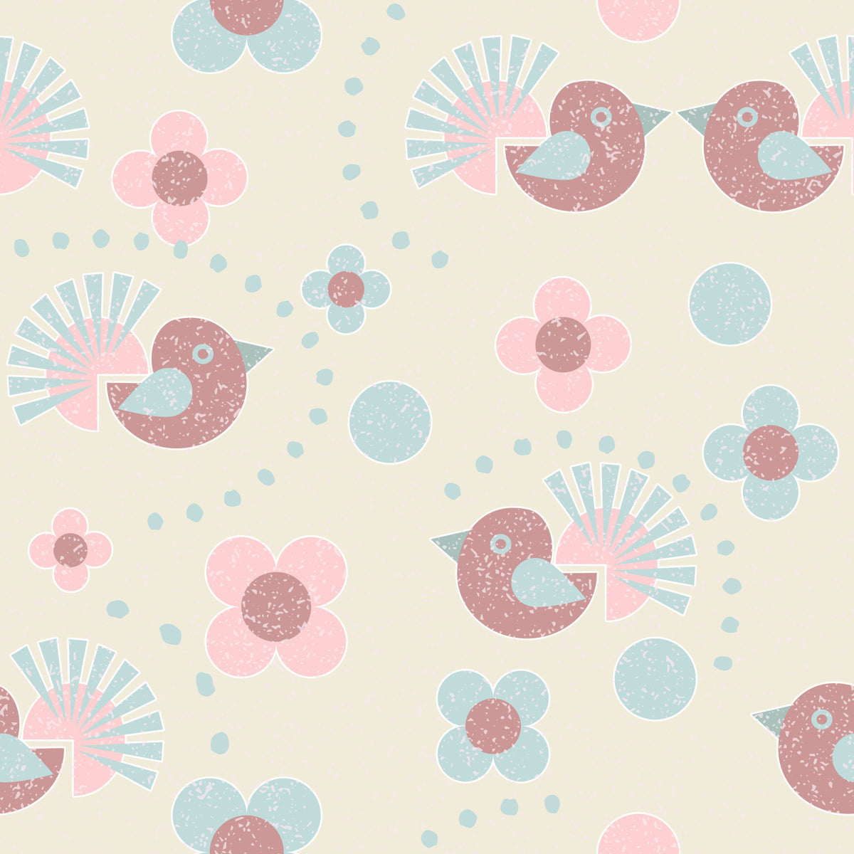 Sweet Birdies and Blooms in pasteltones Wallpaper⁠