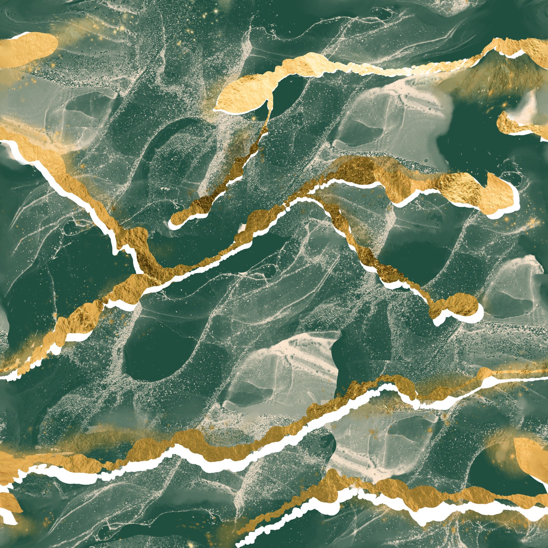 Golden Veins Emerald Marble - Modern Luxe Abstract Wall Mural in your room — zoomed
