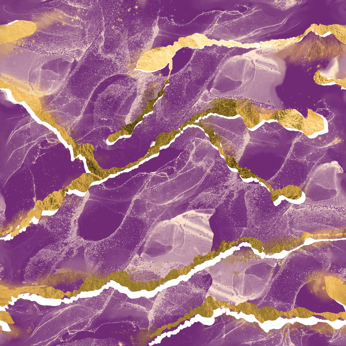 Golden Veins Cosmic Violet Marble - Modern Luxe Abstract Wall Mural in your room