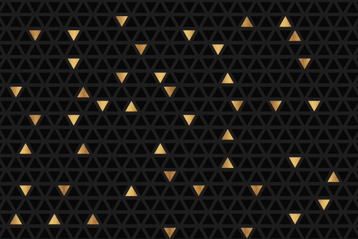 Luxury Black and Gold Triangles Wall Mural in your room — zoomed