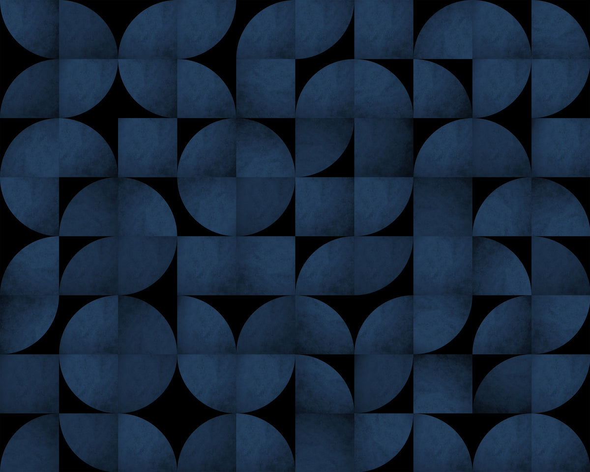 Mid-Century Blue Stone Wall Mural in your room — zoomed