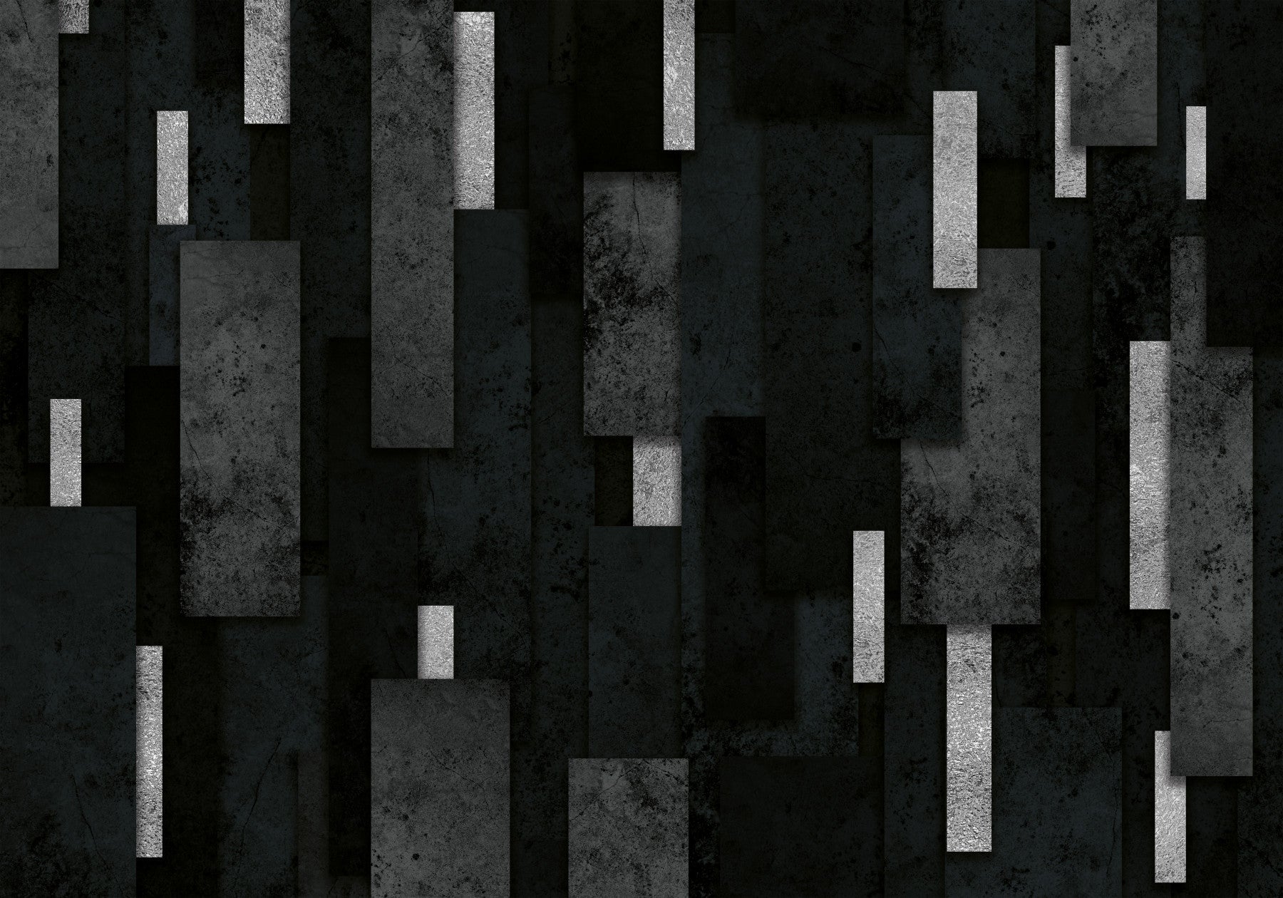 Urban Charcoal and Silver Layers Wall Mural