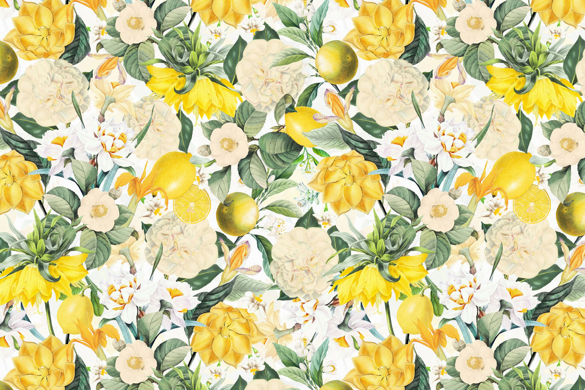 Lemon Bloom Garden Wall Mural in your room