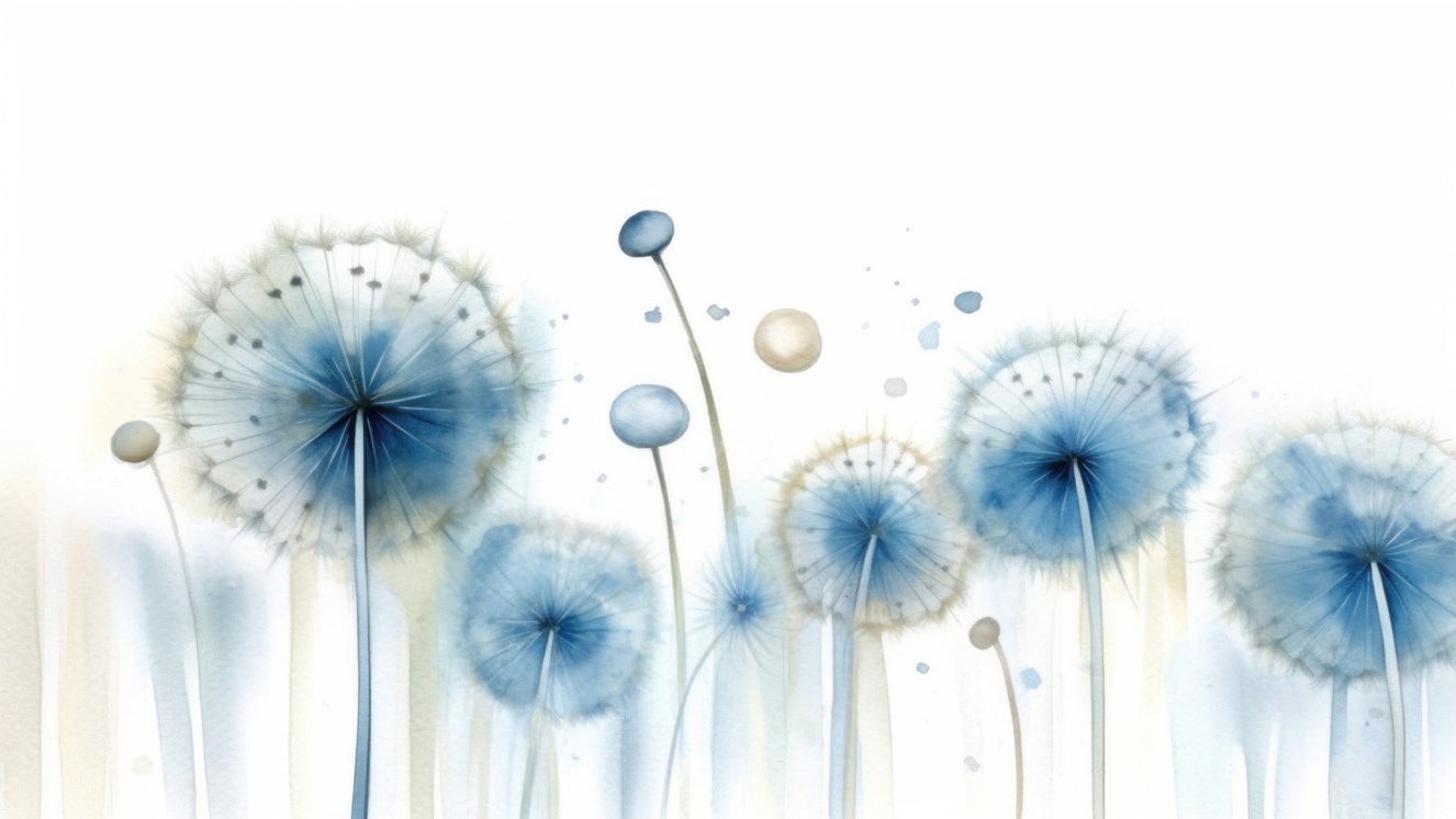 Azure Dreams: Dandelion Whispers Wall Mural