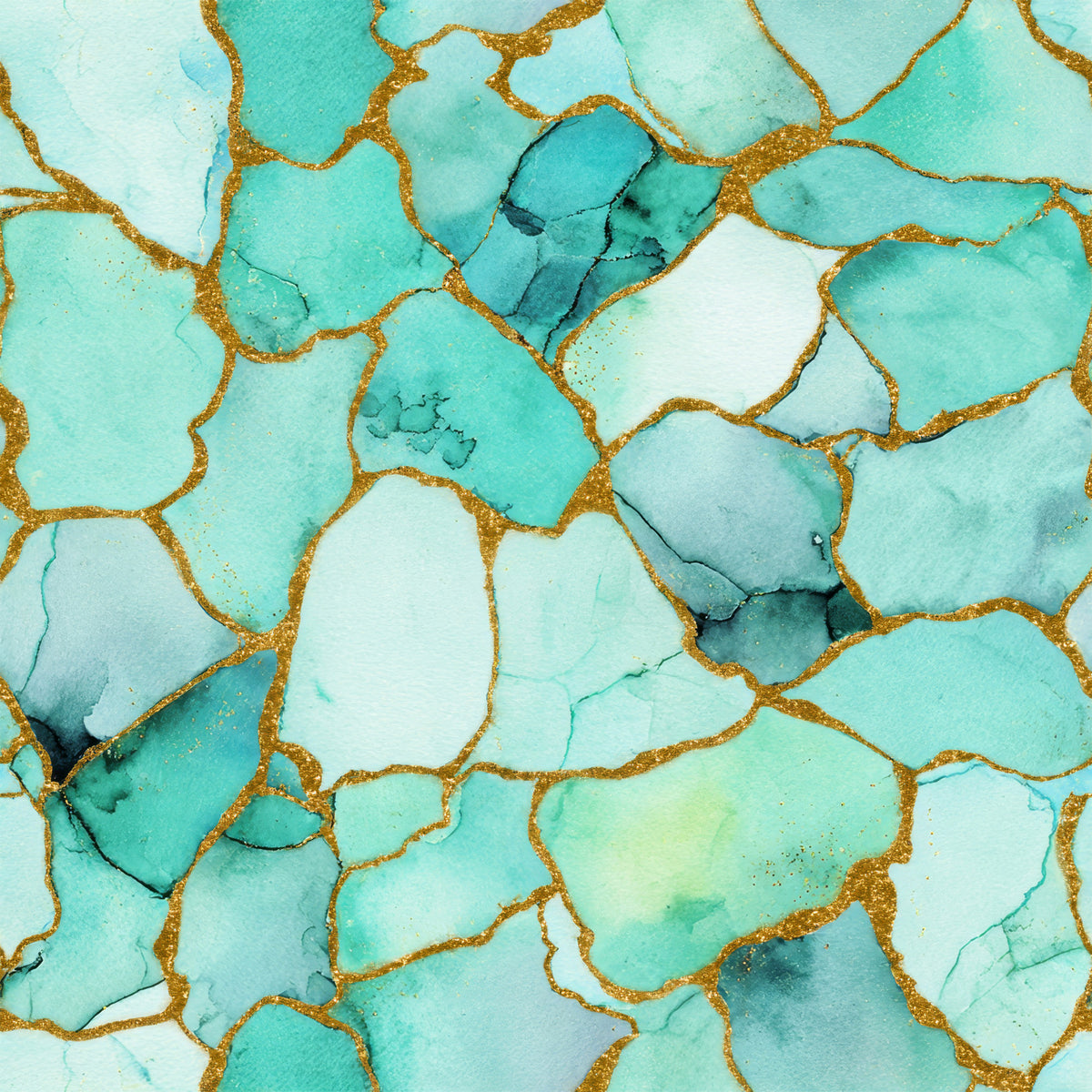 Aqua Gold Marble Wallpaper⁠ in your room — zoomed