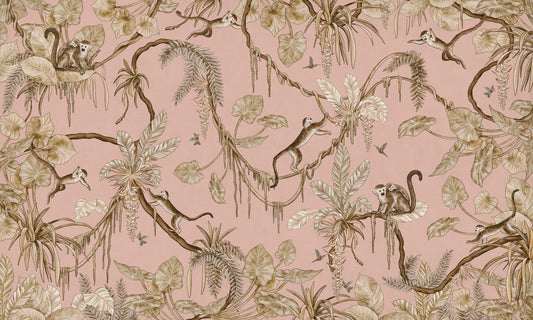 Monkey Grove Blush Wall Mural