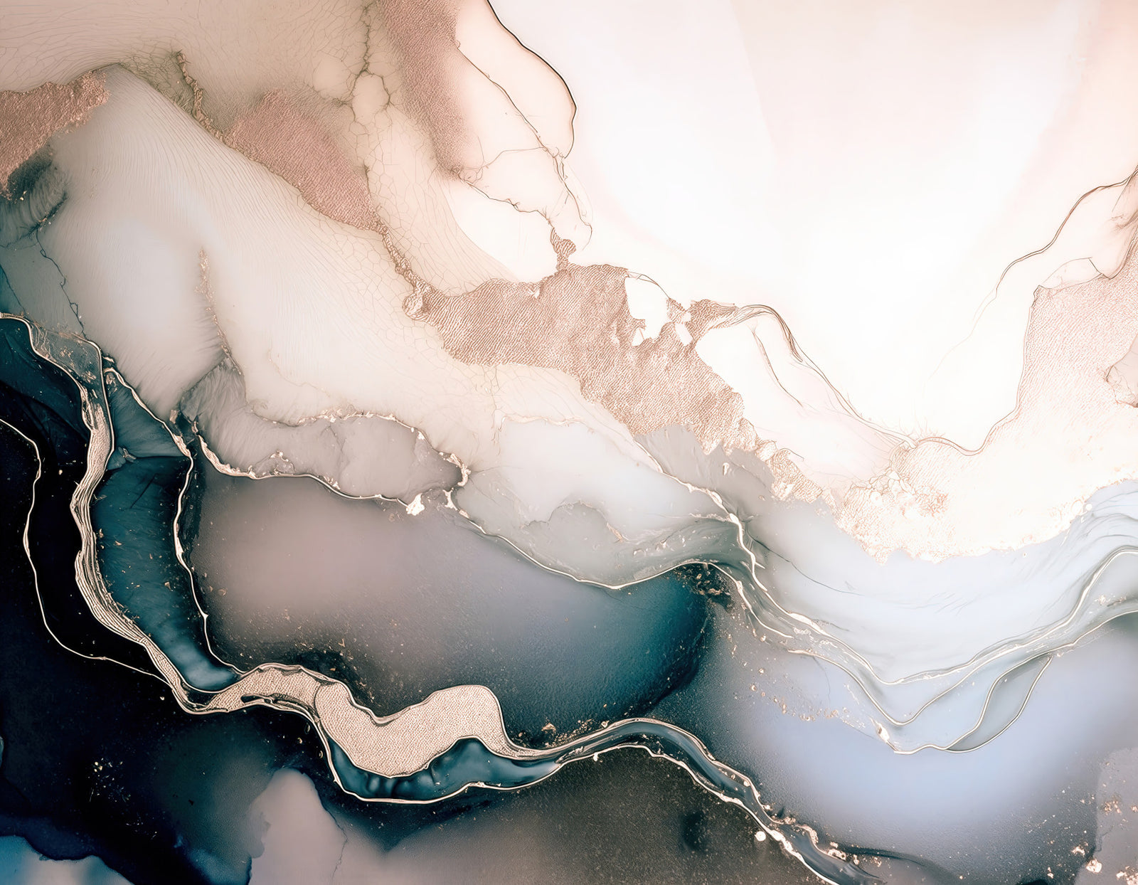 Dreamy Mineral Layers Rose Gold Wall Mural
