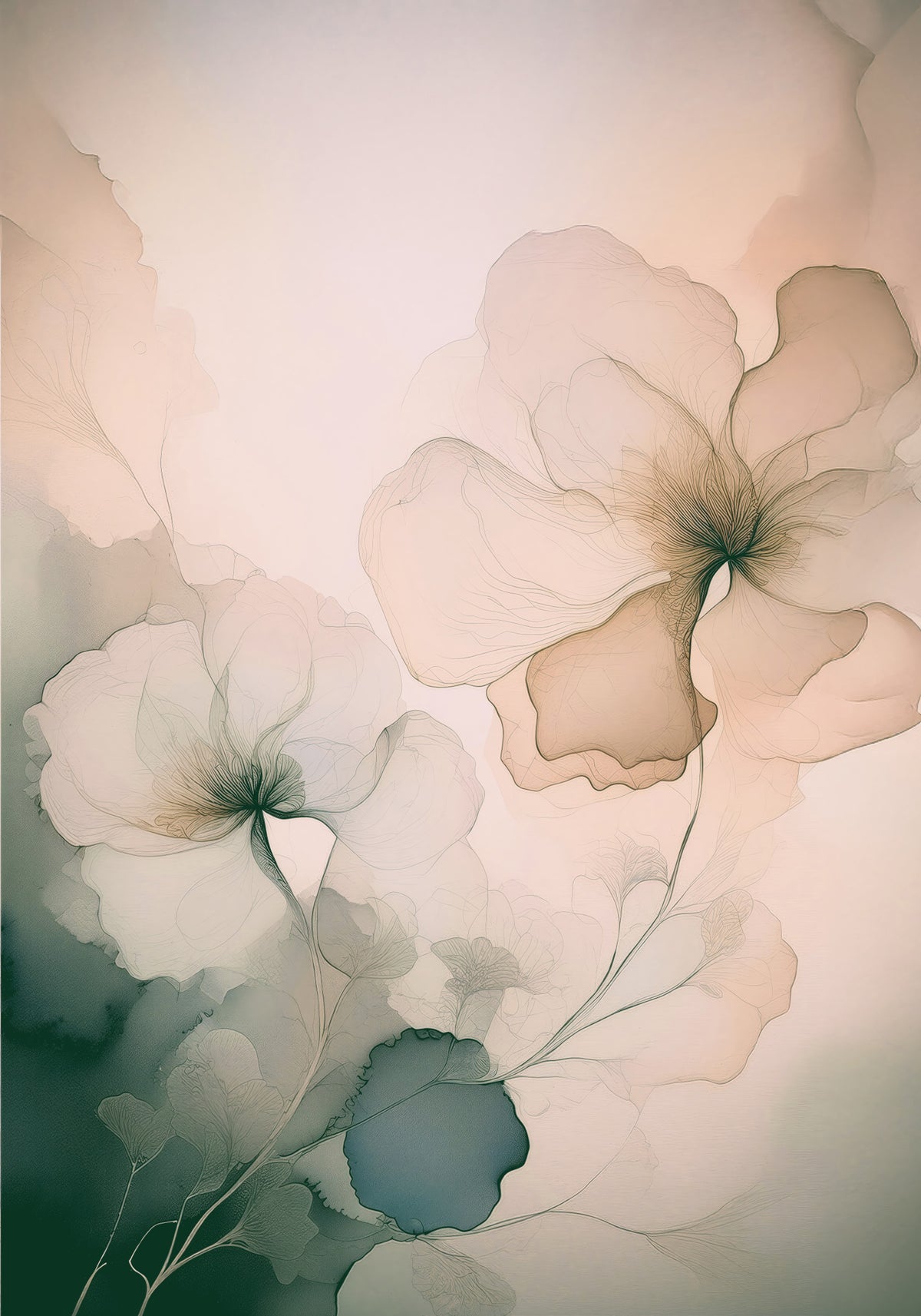 Soft Whispering Petals Wall Mural in your room — zoomed