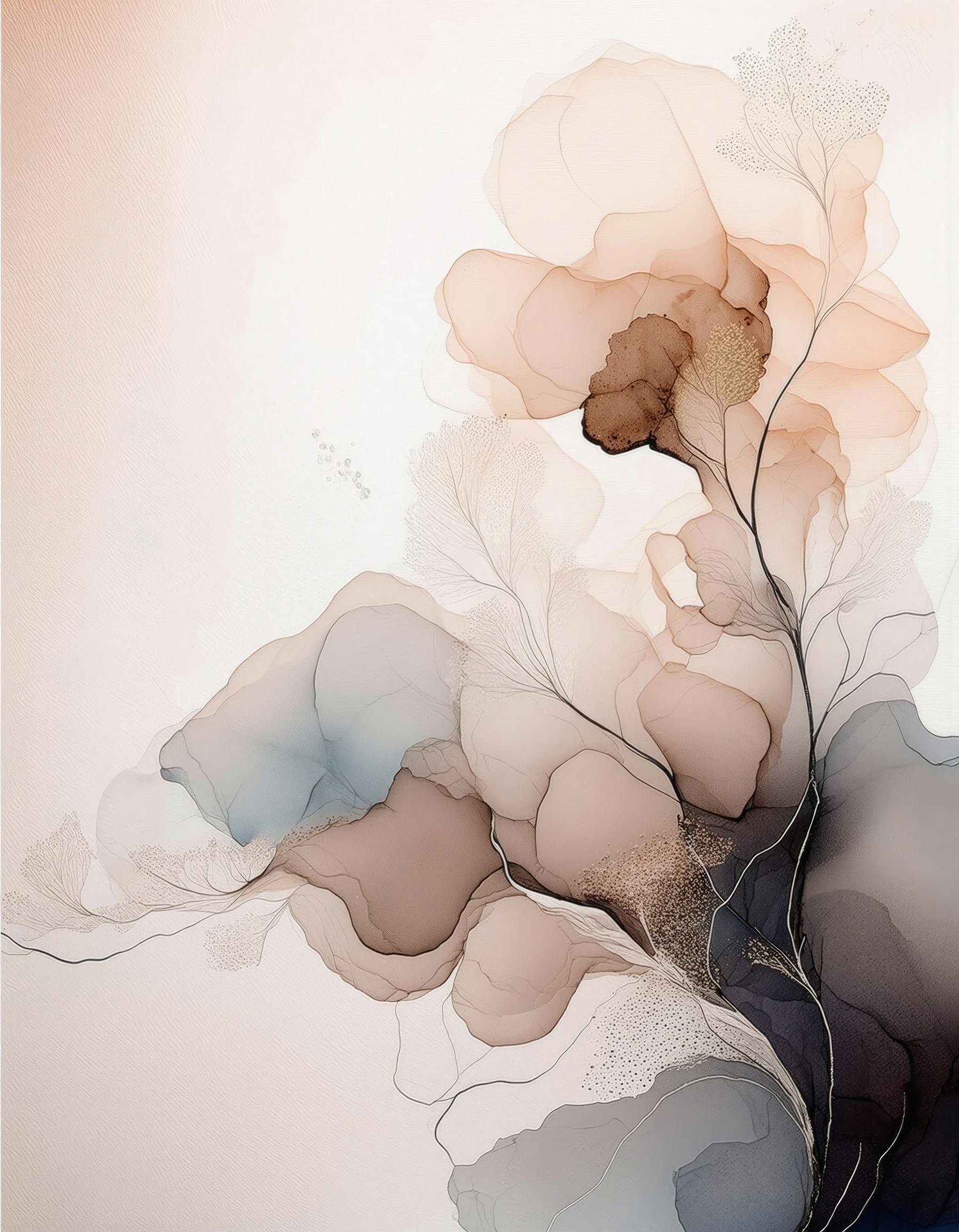 Ink Bloom Wall Mural in your room — zoomed