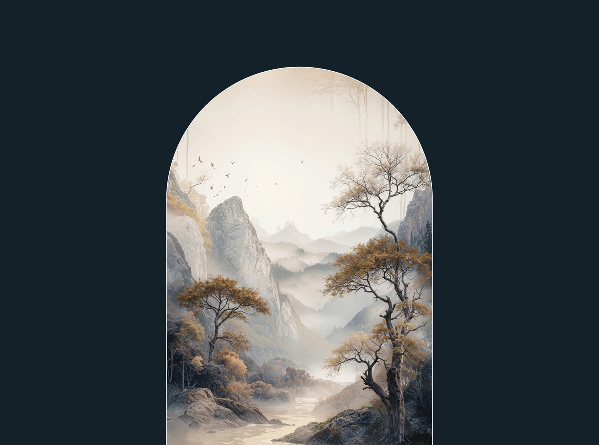 Golden Tree Archway Wall Mural in your room — zoomed