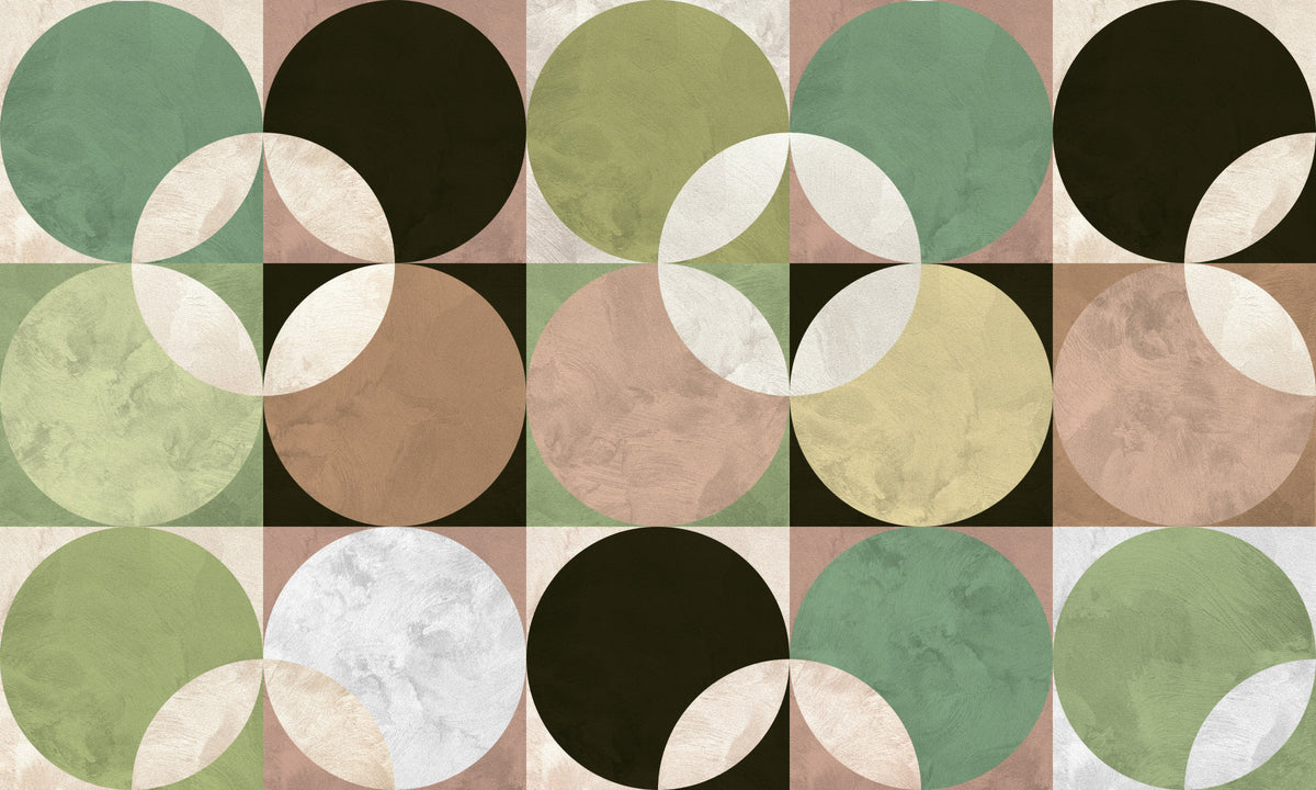 Retro Circle Harmony  Wall Mural in your room — zoomed