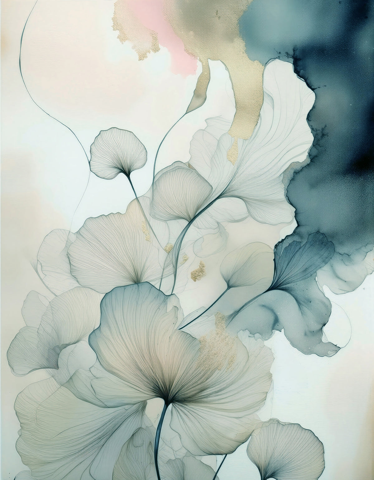 Translucent Teal Petals Wall Mural in your room