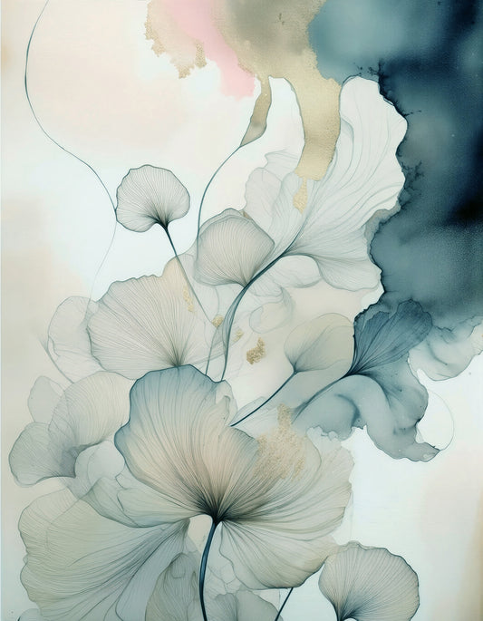 Translucent Teal Petals Wall Mural