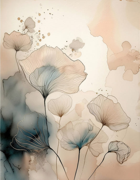Luminous Botanical Lines Wall Mural