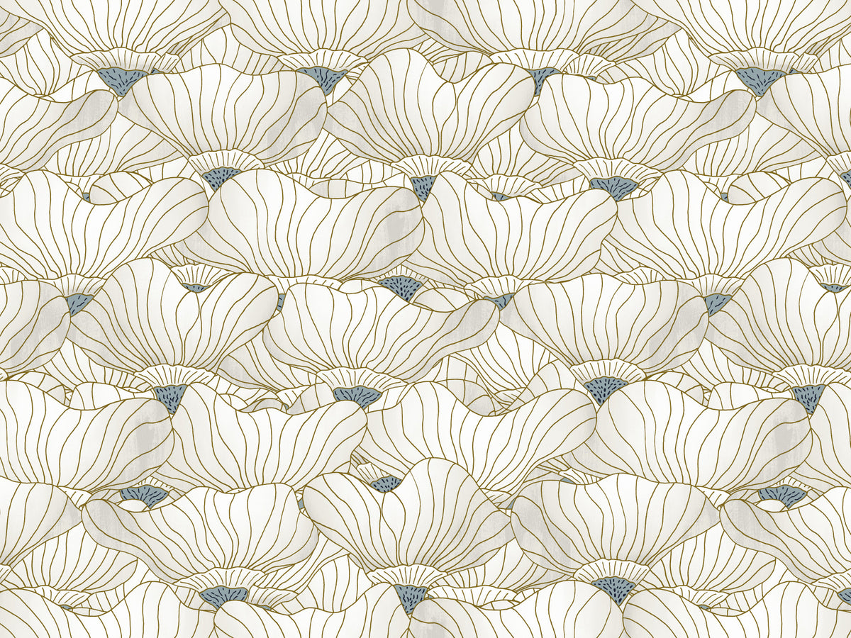 Dusty White Botanical Bloom Waves  Wall Mural in your room
