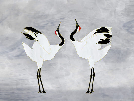 Dancing Cranes Wall Mural