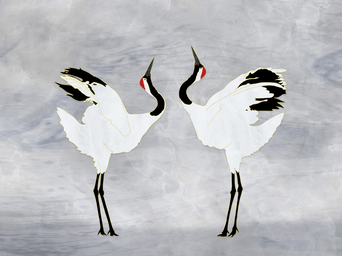 Dancing Cranes Wall Mural in your room