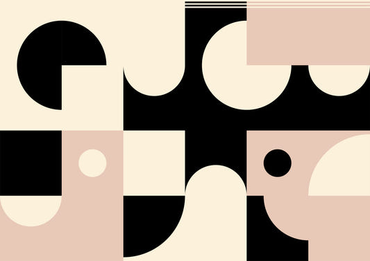 Pink Black - Bold Geometric Interplay Wall Mural