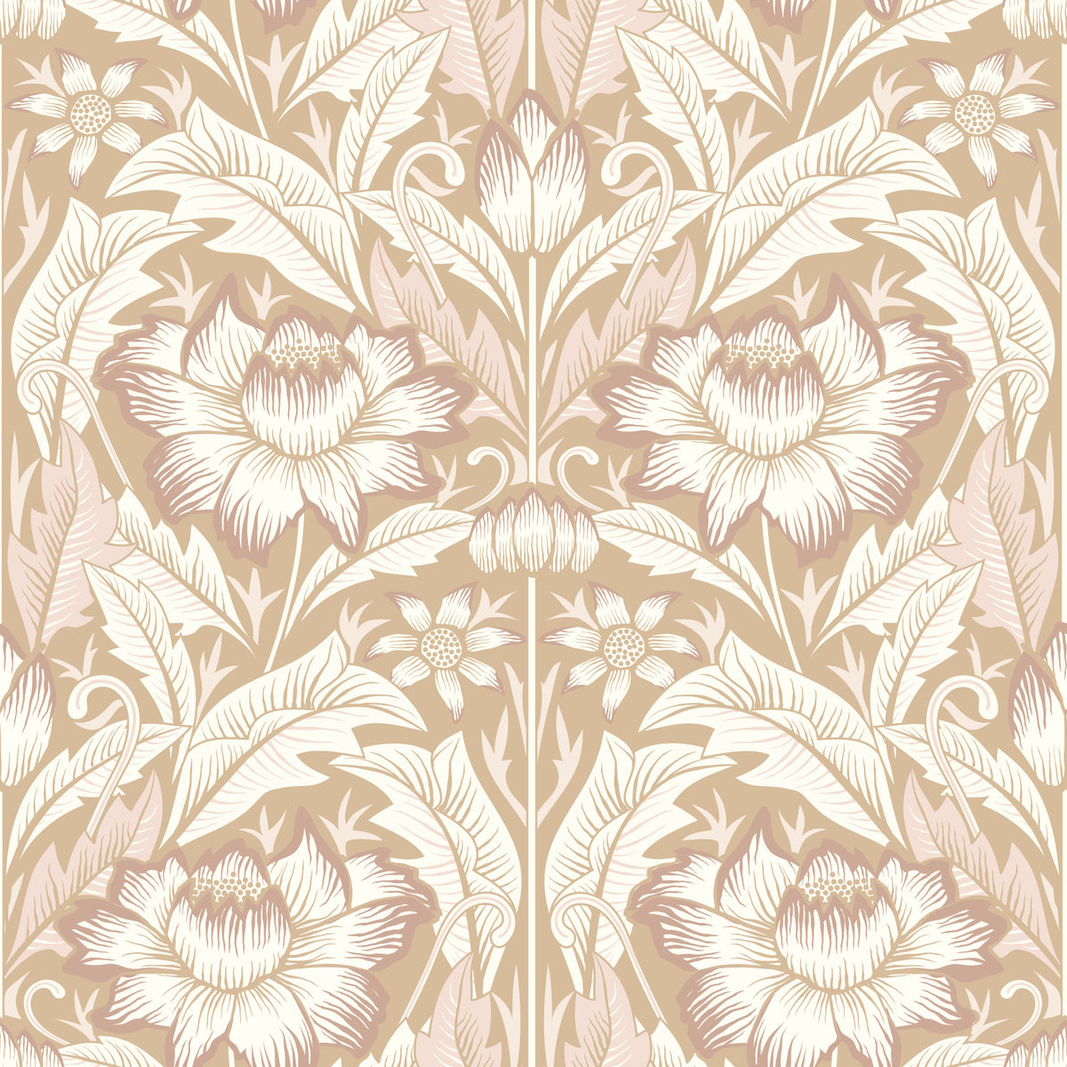 Timeless Garden – Sand Beige Wallpaper⁠ in your room — zoomed