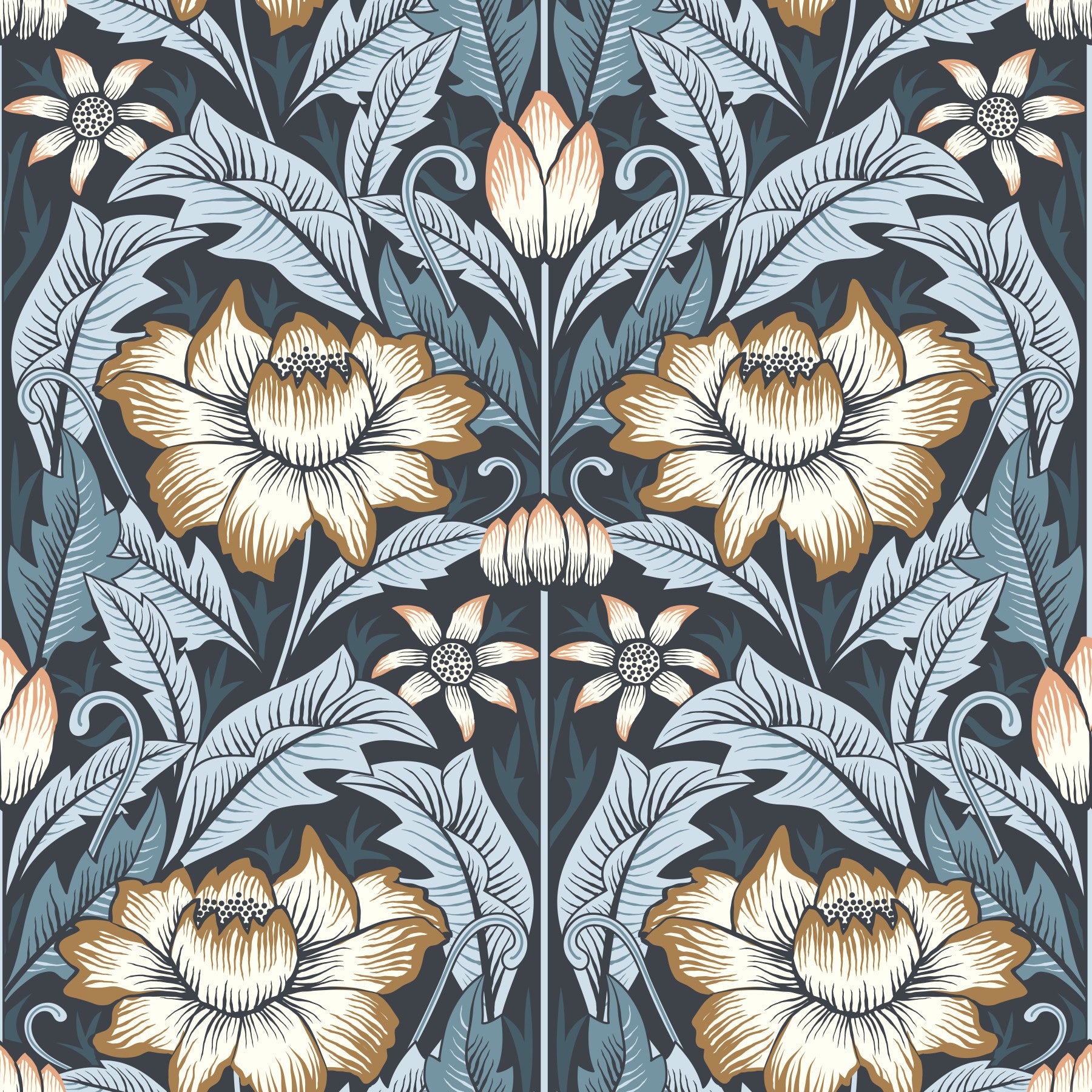 Timeless Garden – Midnight Blue Wallpaper⁠