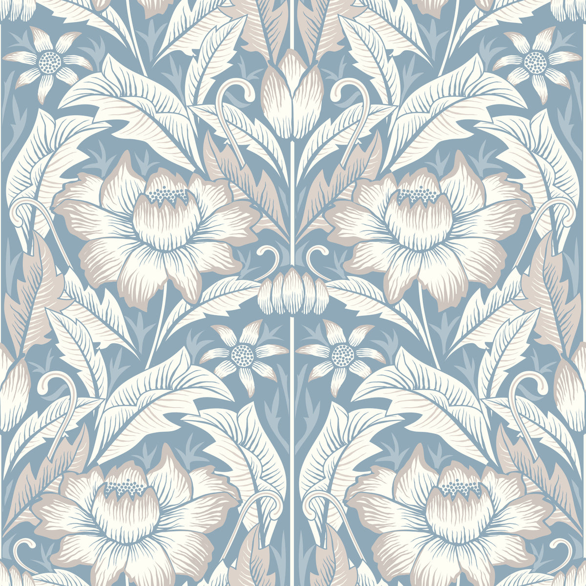 Timeless Garden – Mist Blue Wallpaper⁠ in your room — zoomed