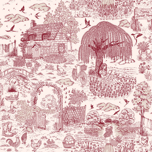 Country Charm Toile Wallpaper⁠