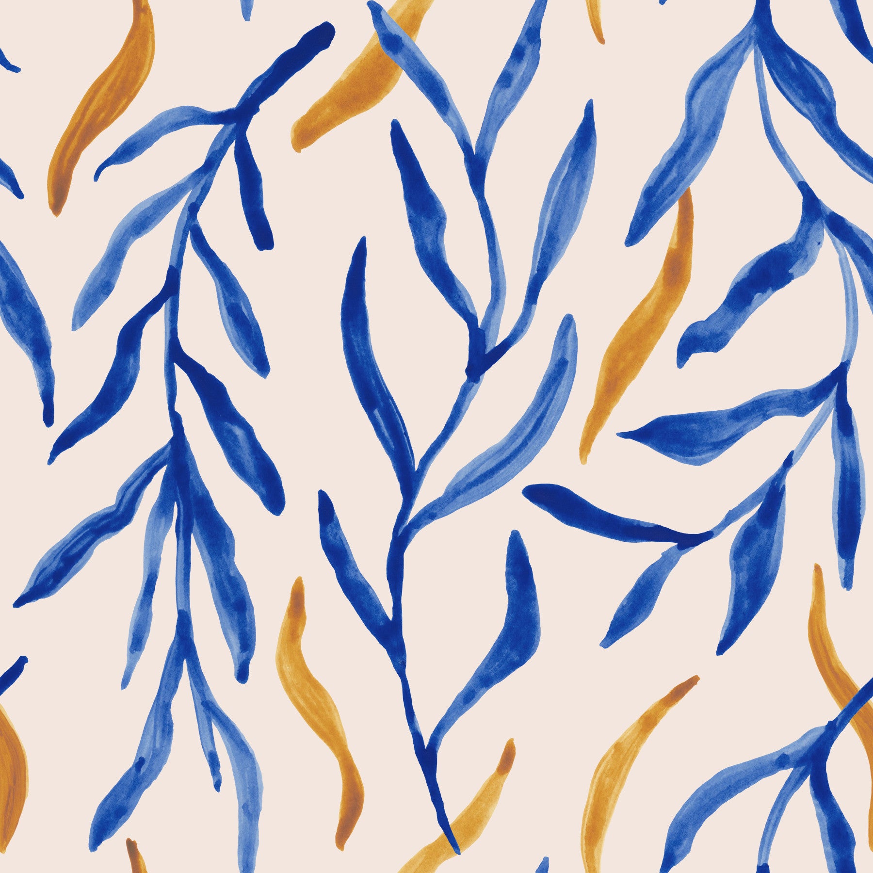 Watercolor Blue & Gold Botanical Wallpaper⁠ -2963135