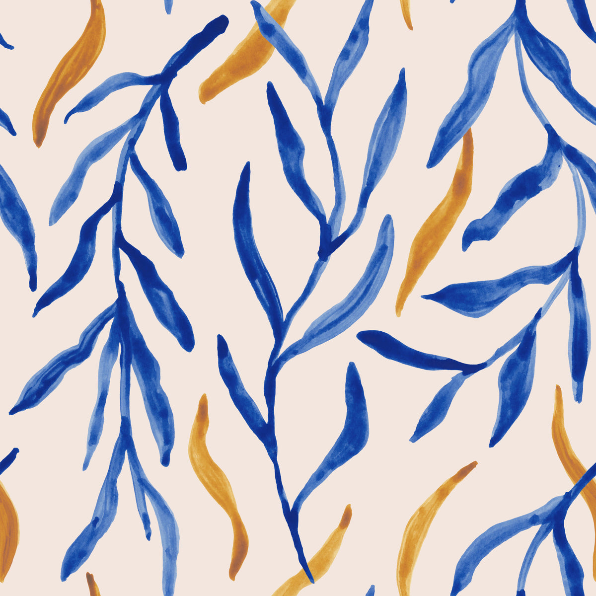 Watercolor Blue & Gold Botanical Wallpaper⁠ -2963135 in your room — zoomed