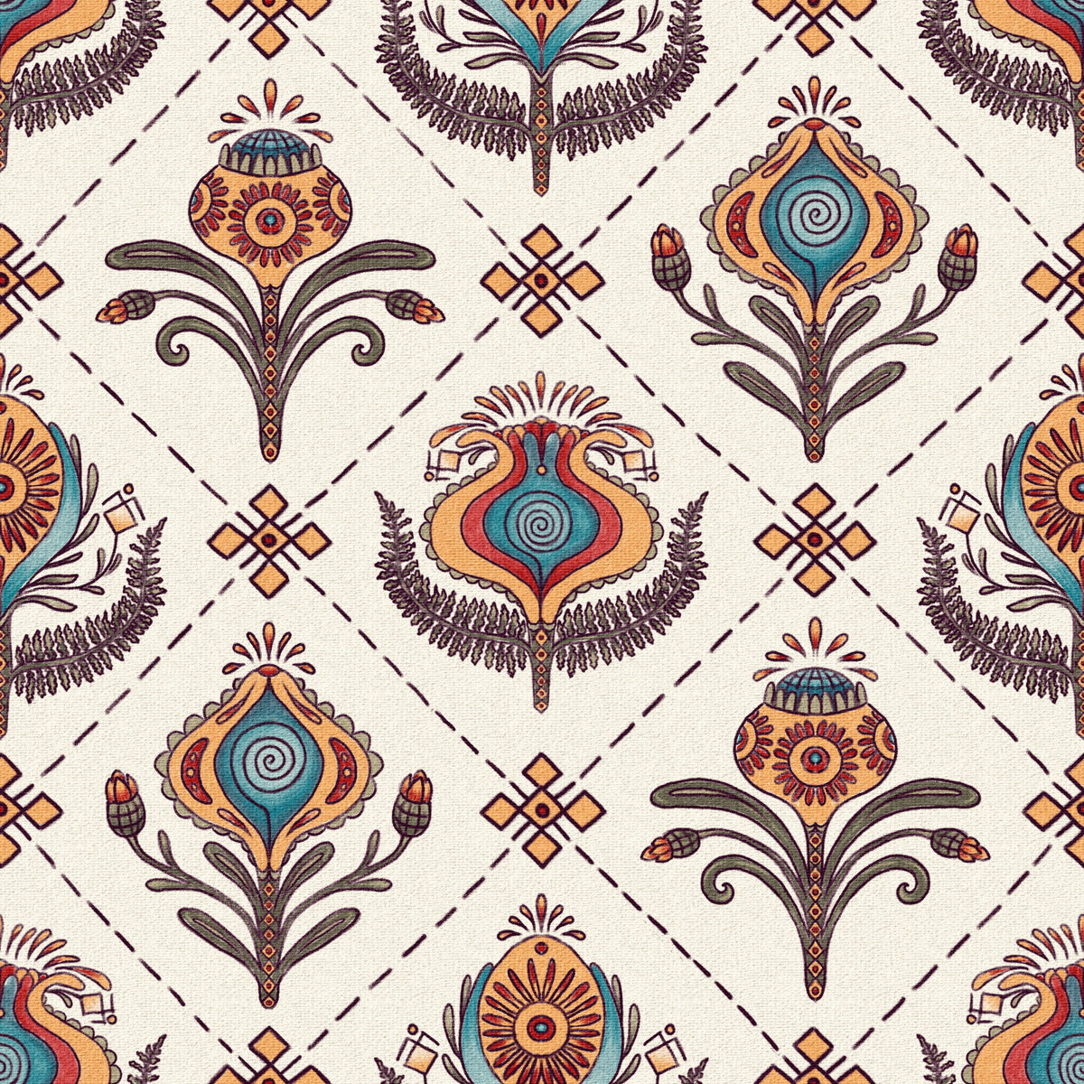 Boho Floral Grid Wallpaper⁠ -3228132 in your room