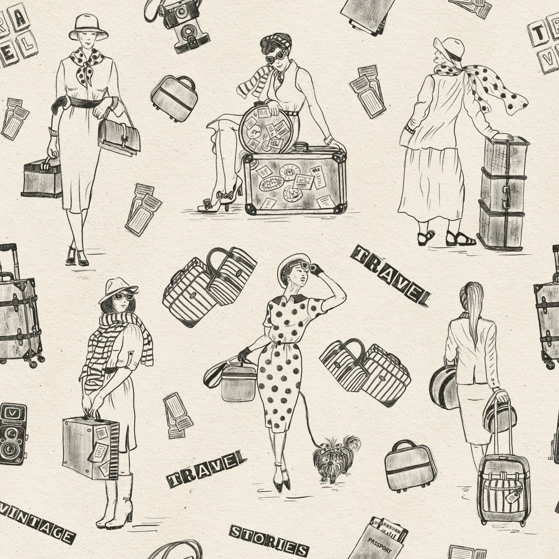Global Chic: Travel Sketch Wallpaper⁠ -3239404 in your room — zoomed