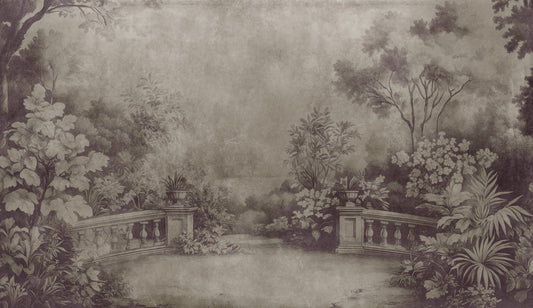 Old English Garden Fresco - Aubergine Wall Mural