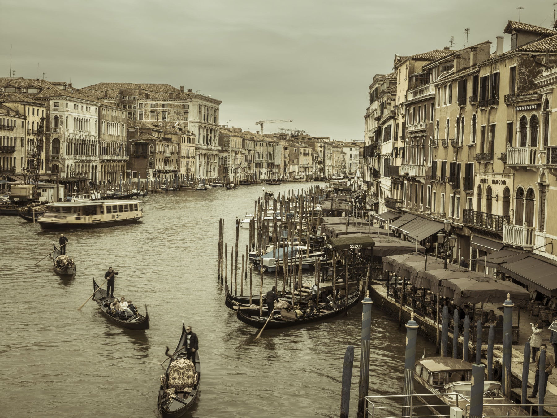 Aged Historic Grand Canal buildings, famous European waterway wall mural.