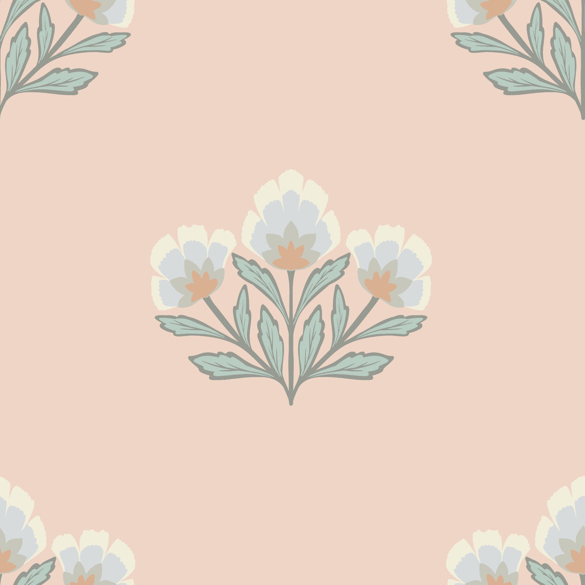 Vintage Bloom Repeat Wallpaper⁠ in your room — zoomed
